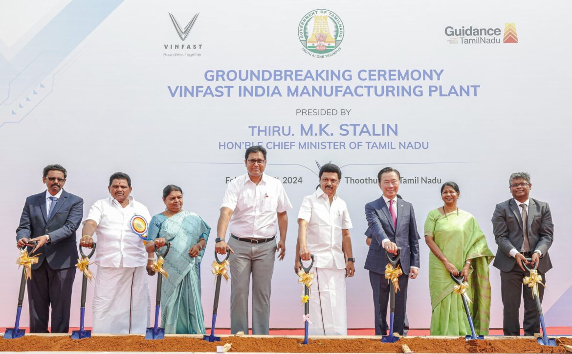 Vinfast Initiates Construction with Thiru MK Stalim, CM of TamilNadu